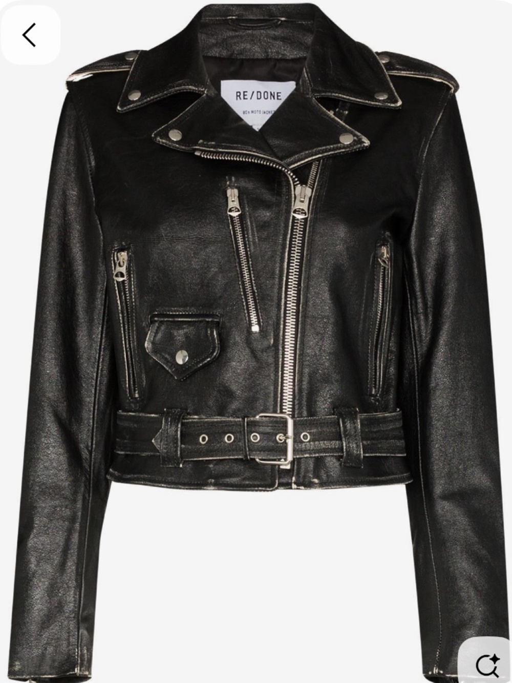 RE/DONE Leather Moto Jacket | Black | Size S